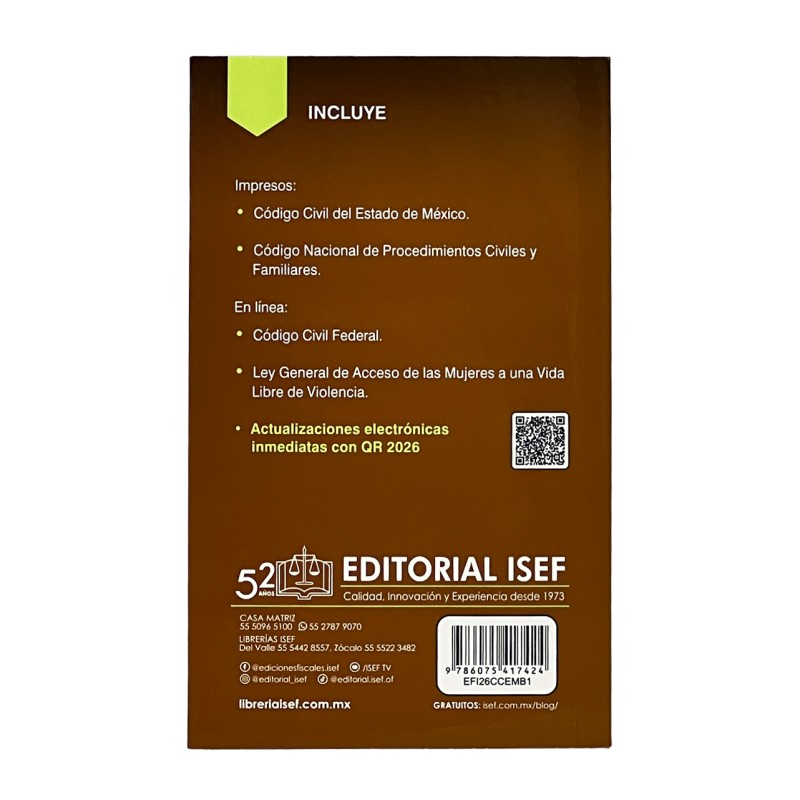 Códigos Civiles del Estado de México 2026 (Bolsillo)