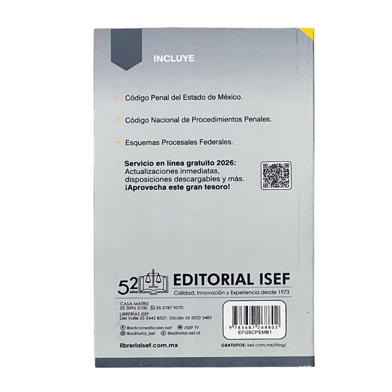 Códigos Penales del Estado de México 2026 (Bolsillo)