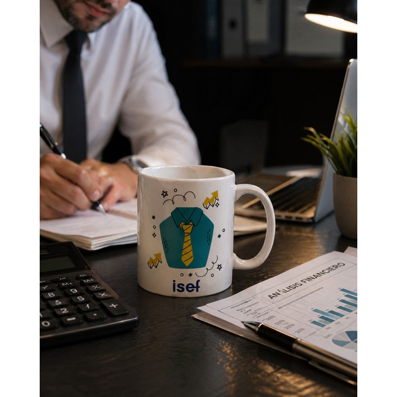 Taza blanca "propiedad de un atractivo e inteligente contador"