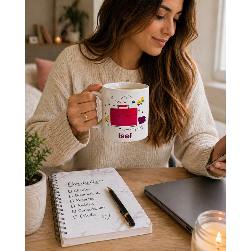 Taza blanca "propiedad de una guapa e inteligente contadora"