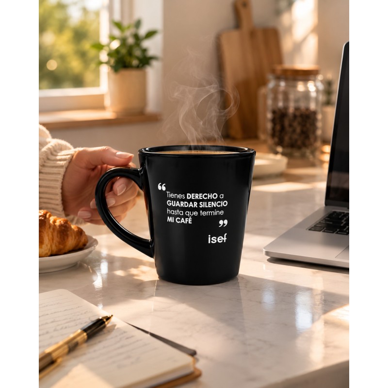 Taza negra abogado "Tienes derecho a guardar silencio"