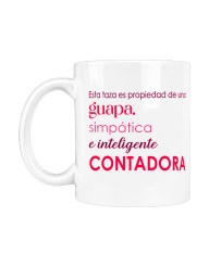 Taza blanca "propiedad de una guapa e inteligente contadora"
