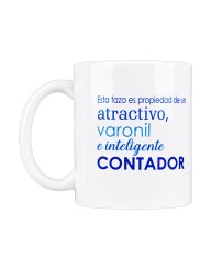 Taza blanca "propiedad de un atractivo e inteligente contador"
